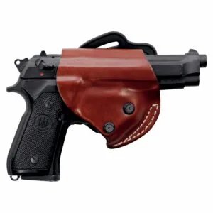 NS1 - BELT LEATHER HOLSTER UNCOVERED FULL BARREL WITH AUTOMATIC SAFETY SYSTEM